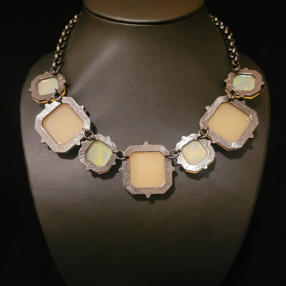 Estate Faceted Lucite & Dichroic Statement Necklace - Picture 4 of 5